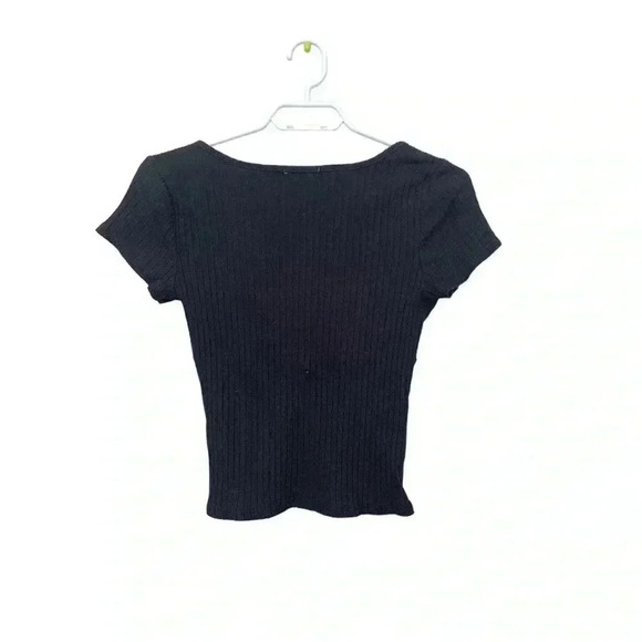 Timing  Ribbed & Fitted Black Lightweight Top, Size Small - Picture 3 of 6